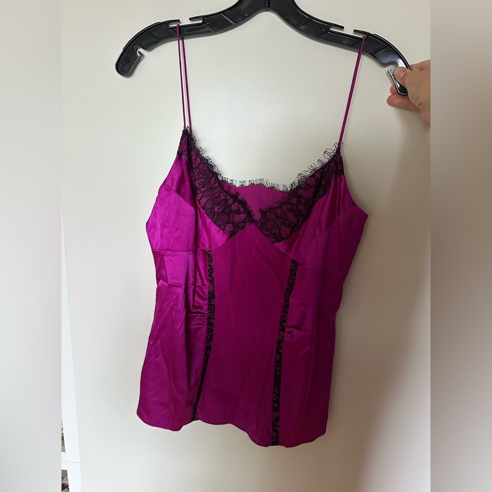 Diane Von Furstenberg Fuchsia Silk Lace Cami